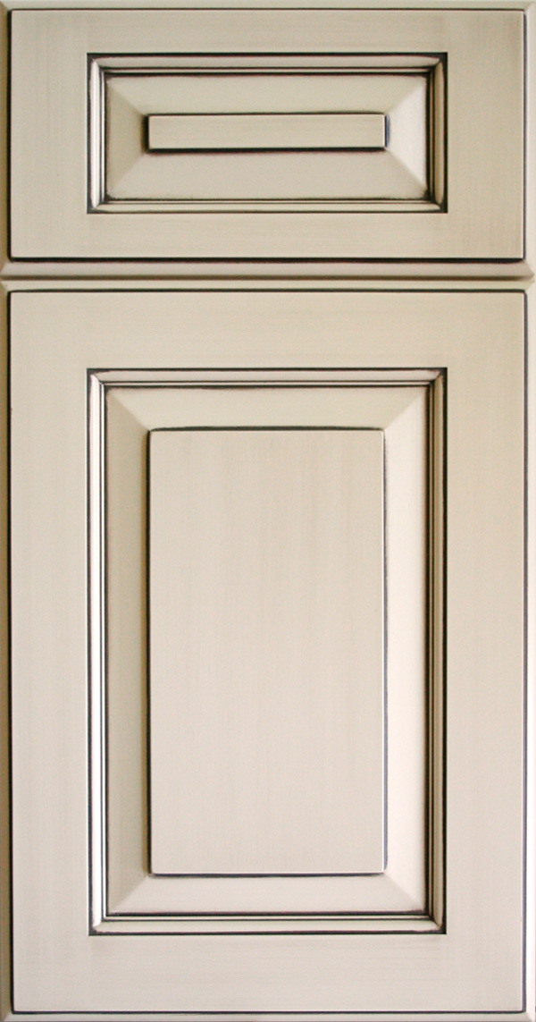 Accent and glaze finishes are applied to entire door, and then hand wiped to create an antique feel ACCENTED GLAZE FINISHES